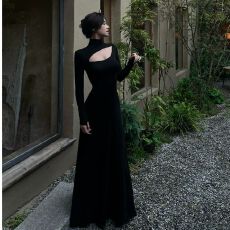 批发已出货 正反两穿法解构镂空纯欲成熟御姐风性感<b class='q'>露背</b>长袖<b class='q'>连衣裙</b>