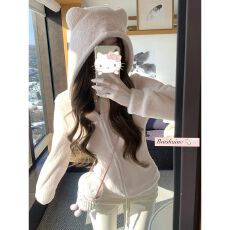 批发已出货 粉色卫衣女秋冬设计感保暖毛绒外套