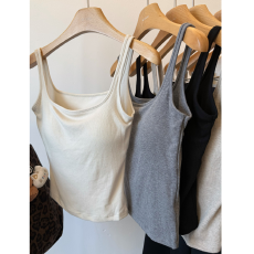 批发已出货 韩国拉毛显瘦内搭秋冬带胸垫遮副乳吊带背心女