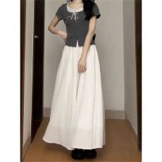 批发白色半身裙女春夏季2026新款<b class='q'>中长款</b>a字裙温柔风高腰显瘦大摆伞裙
