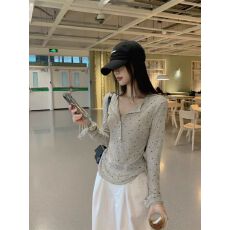 批发波点微透<b class='q'>防晒</b>罩衫女夏季薄款休闲长袖t恤上衣