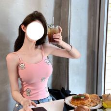 批发甜妹风卡通小狗印花吊带背心女<b class='q'>修身</b>显瘦纯欲风短款内搭上衣