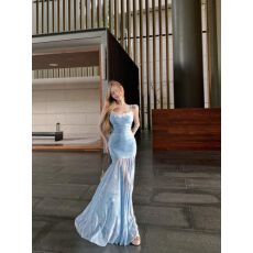 批发吊带连衣裙女夏日绝美长裙海边<b class='q'>修身</b>网纱鱼尾裙子