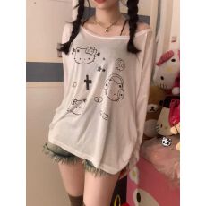 批发春夏日系甜美辣妹卡通kt猫罩衫学生长袖薄款宽松跳舞<b class='q'>防晒衣</b>上衣女