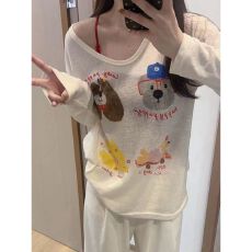 批发韩系减龄V领印花长袖防晒T恤百搭显瘦宽松薄款上衣