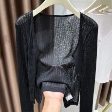 批发法式<b class='q'>针织</b>开<b class='q'>衫</b>长袖女夏季外搭轻薄款透气冰丝小披肩空调房罩<b class='q'>衫</b>上衣