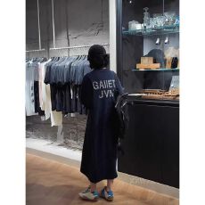 批发韩国<b class='q'>东大门</b>夏季新款字母做旧慵懒松弛感圆领藏青色短袖T恤<b class='q'>连衣裙</b>