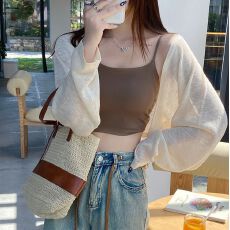 批发天猫抖音质量冰丝防晒开衫女外搭夏天薄款罩衫小坎肩短款针织上衣