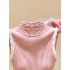 批发优雅爆款温柔2026春季新款粉色半高领无袖针织背心修身显瘦小个子