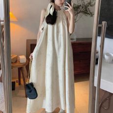 批发已出货 新中式竹叶印花挂脖连衣裙女夏季气质国风收腰显瘦<b class='q'>大摆裙</b>A