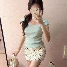法式简约温柔风针织衫短袖+波点半身裙高级感显瘦夏季新款套装