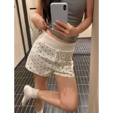 批发韩系简约学院风波点印花显瘦运动短裤绑带百搭夏季<b class='q'>新款</b>包臀裤