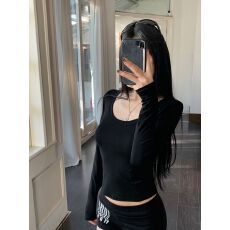 批发<b class='q'>韩版</b>U领打底t恤上衣女新款修身显瘦内搭长袖 当季热卖 优雅 洋气