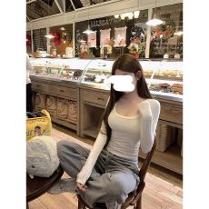 批发<b class='q'>韩版</b>U领打底t恤上衣女新款修身显瘦内搭长袖 2026春夏新款 优雅