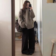 批发大翻领呢子大衣女2026秋冬毛呢外套小个子<b class='q'>赫本</b><b class='q'>风</b>高级感 应季新款