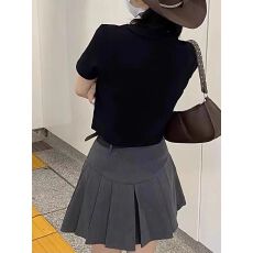 批发时尚气质<b class='q'>高腰</b>百搭半身裙2024春季新款韩版女装腰带纯色短款A字裙