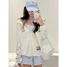 批发甜美奶系小熊连帽防晒开衫外套女宽松慵懒罩衫上衣 2026春<b class='q'>夏</b>新款
