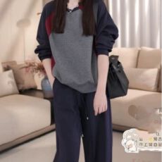 批发2025秋季新款百搭洋气撞色拼接<b class='q'>套头卫衣</b><b class='q'>女</b>时尚宽松拼色上衣网红款