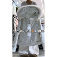 批发原版纯棉华棉复合超柔可拆卸<b class='q'>毛</b>领收腰连帽卫衣外套女秋冬保暖上衣
