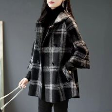 批发外贸2025秋冬新款时尚韩版简约小众百搭通勤西装领格子<b class='q'>外套</b>