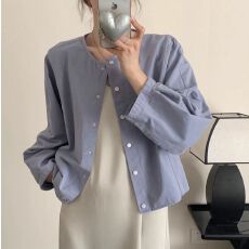 批发外贸~日系风圆领长袖工装<b class='q'>外套</b>女2026早春新款<b class='q'>韩版</b>小个子开衫上衣