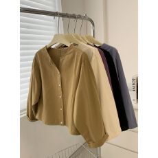 批发外贸~日系风圆领长袖工装<b class='q'>外套</b>女2026早春新款<b class='q'>韩版</b>小个子开衫上衣