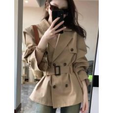 批发英伦风卡其色风衣外套女<b class='q'>春</b>秋26新款高级感气质收腰小个子短款大衣