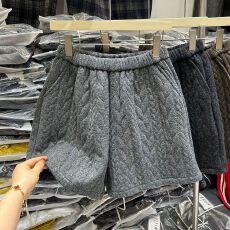 批发原版面料大码韩版麻花<b class='q'>短裤</b>女冬季加厚高腰A字阔腿裤外穿打底靴裤