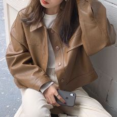 批发皮衣外套女春<b class='q'>秋</b>韩版2026新款小个子高级感短款宽松长袖机车服夹克