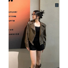 批发短款皮衣外套女春<b class='q'>秋</b>时尚显瘦皮衣气质翻领小个子PU皮显瘦百搭夹克