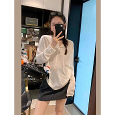 批发韩版纯色款防晒拼接T恤休闲设计感减龄显瘦上衣<b class='q'>夏</b>季大码薄款百搭