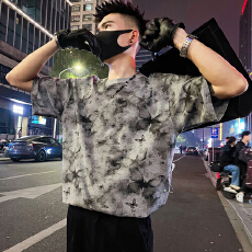 批发夏季潮牌设计感美式蝴蝶印花休闲圆领短袖<b class='q'>T</b><b class='q'>恤</b>