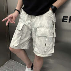 批发短裤男款潮牌工装大口袋休闲冰丝抽绳五分裤子