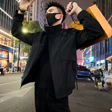 批发秋款夹克外套男休闲纯色工装高级感痞帅<b class='q'>时尚</b>秋装外套上衣