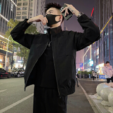 批发/P118控165 春季男士字母刺绣休闲立领式纯色痞帅潮流夹克外套