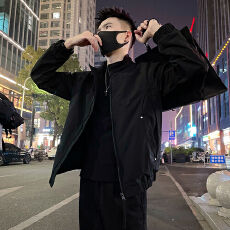 /P98控145 春秋季男士纯色设计感痞帅潮流立领工装夹克外套