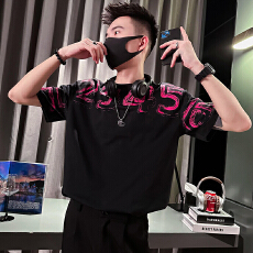 批发/P58控78 2026<b class='q'>男士</b>潮款痞帅印花式夏季宽松圆领<b class='q'>短袖</b>T恤薄款