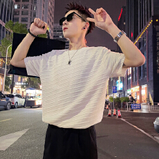 批发/P70控105 老钱风理感斜纹式设计休闲百搭潮牌男款毛衣<b class='q'>T</b><b class='q'>恤</b>