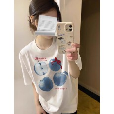 批发韩国<b class='q'>大</b>码女装纯棉210克100%棉女夏装慵懒宽松百搭印花短袖<b class='q'>T</b><b class='q'>恤</b>韩系