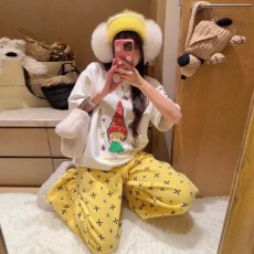 批发韩国<b class='q'>大</b>码<b class='q'>女</b>装纯棉210克100%棉<b class='q'>女</b>夏装慵懒宽松百搭印花短袖T恤韩系