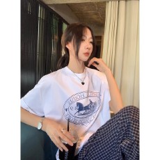 批发韩国<b class='q'>大</b>码<b class='q'>女</b>装纯棉210克100%棉<b class='q'>女</b>夏装慵懒宽松百搭印花短袖T恤韩系