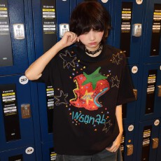 批发韩国<b class='q'>大</b>码<b class='q'>女</b>装纯棉210克100%棉<b class='q'>女</b>夏装慵懒宽松百搭印花短袖T恤韩系