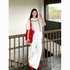 批发韩国大码女装纯棉210克100%棉女夏装慵懒宽松百搭印花短袖T恤韩系