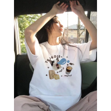 批发韩国大码女装纯棉210克100%棉女夏装慵懒宽松百搭印花短袖T恤韩系