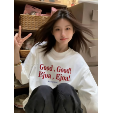 批发韩国大码女装纯棉210克100%棉女夏装慵懒宽松百搭印花短袖T恤韩系