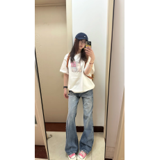 批发韩国大码女装纯棉210克100%棉女夏装慵懒宽松百搭印花短袖T恤韩系