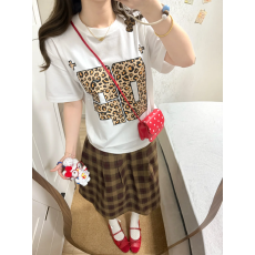 批发韩国大码女装纯棉210克100%棉女夏装慵懒宽松百搭印花短袖T恤韩系