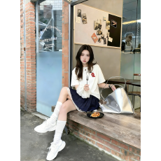 韩国大码女装纯棉210克100%棉女夏装慵懒宽松百搭印花短袖T恤韩系