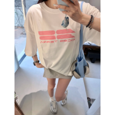 批发韩国大码女装纯棉210克100%棉女夏装慵懒宽松百搭印花短袖T恤韩系