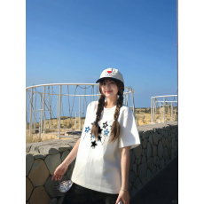 批发韩国大码女装纯棉210克100%棉女夏装慵懒宽松百搭印花短袖T恤韩系